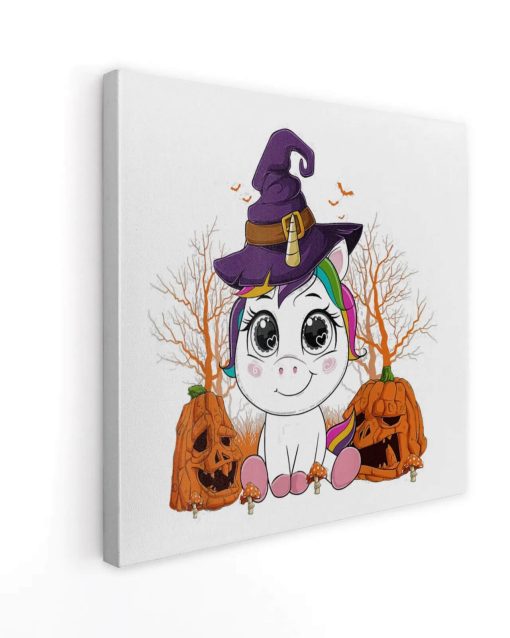 Cool Unicorn Pumpkin Halloween Canvas Print