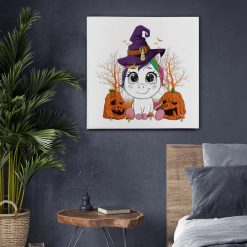 Cute Unicorn Pumpkin Halloween Canvas Print 3