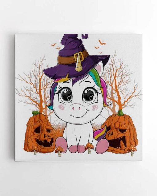 Cool Unicorn Pumpkin Halloween Canvas Print