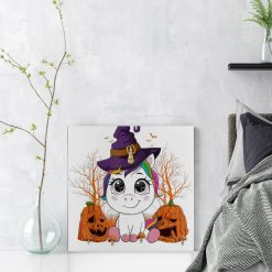 Cute Unicorn Pumpkin Halloween Canvas Print 5
