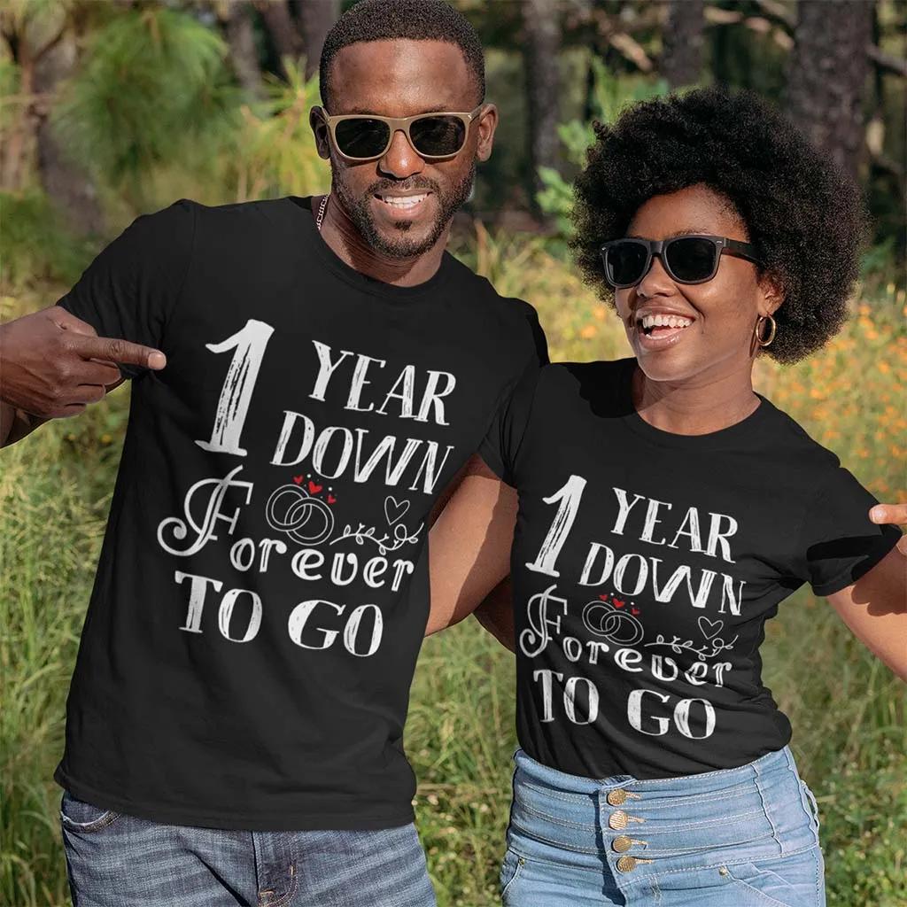 1 Year Down Forever To Go Anniversary Gift, T-Shirt For Couple -  Personalized Gifts: Family, Sports, Occasions, Trending