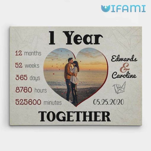 1 Year Together Personalized 1 Year Anniversary Landscape Canvas Gift