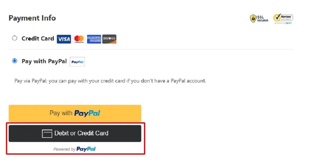 Choose Debit or Credit Card