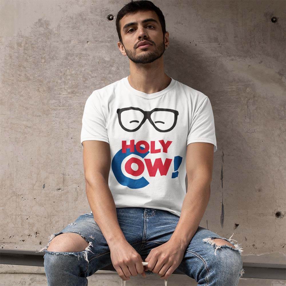 Cute Holy Cow With Glasses Chicago Cubs T-shirt - Personalized Gifts:  Family, Sports, Occasions, Trending
