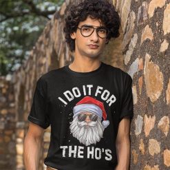 I Do It For The Hos Funny Inappropriate Christmas Santa T Shirt 2