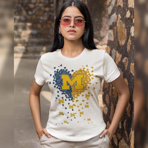 Michigan Wolverines Heart T-Shirt For Women