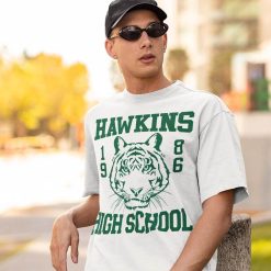 Stranger Things 4 Hawkins High School Green Logo T Shirt 1