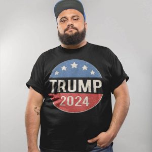 Trump 2024 Retro Campaign Button Re Elect President T-Shirt