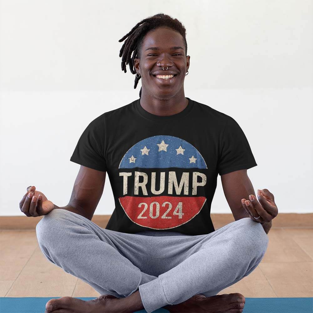 Trump 2024 Retro Campaign Button Re Elect President T-Shirt