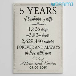 5 Years Of Husband And Wife Custom Name Date Fifth Year Anniversary Canvas Gift 1