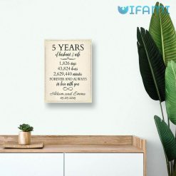 5 Years Of Husband And Wife Custom Name Date Fifth Year Anniversary Canvas Gift