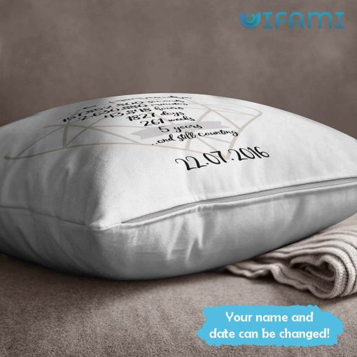 Custom Name And Date Pillow, 5 Year Anniversary Gift For Couple