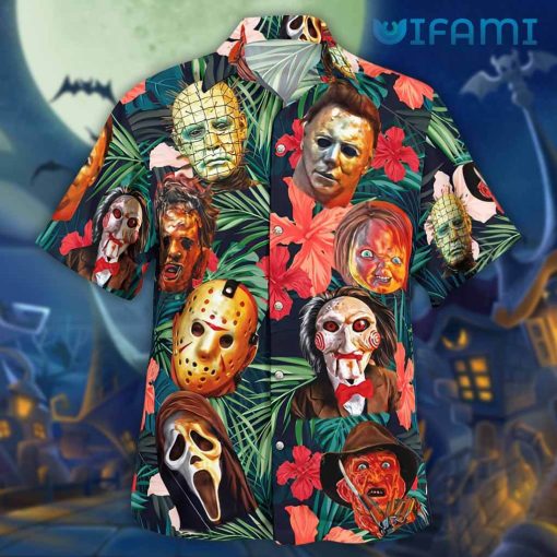 Horror Movie Characters Hawaiian Shirt, Jason Voorhees Freddy Krueger Leatherface Chucky Michael Myers Gift