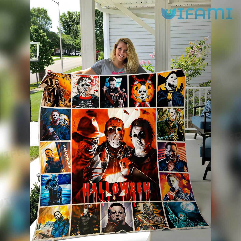 Michael Myers Freddy Krueger Jason Voorhees Halloween Blanket For Horror Movie Fans 1