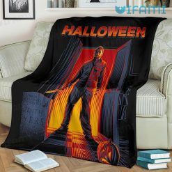Michael Myers Holding Knife Halloween Pumpkin Blanket Horror Movie Gift