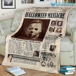 Michael Myers Newspaper The Haddonfield Tribune Blanket For Halloween Horror Movie Fans 3
