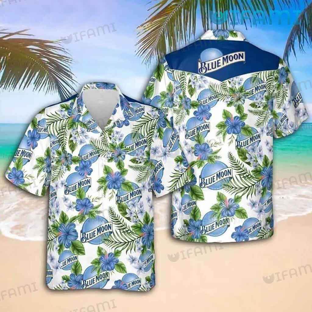 Original Blue Moon Beer Tropical Hibiscus Hawaiian Shirt Beer Lovers Gift