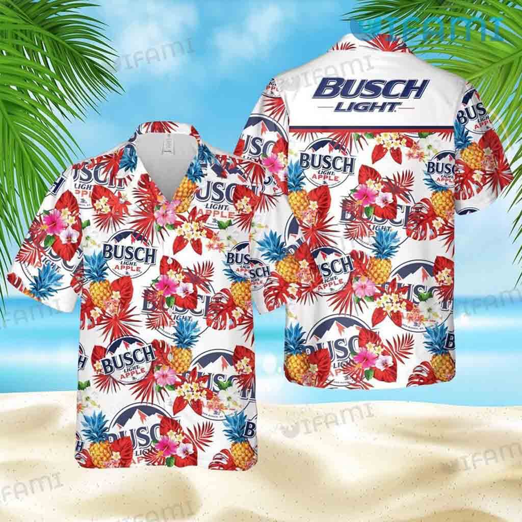 Colorful Busch Light Apple Red Pineapple Hawaiian Shirt Beer Lovers Gift