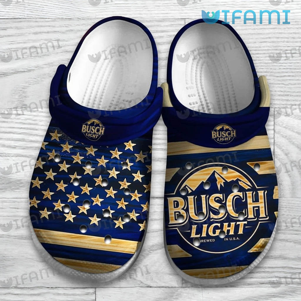 Busch Light Crocs Blue USA Flag Beer Lovers Gift
