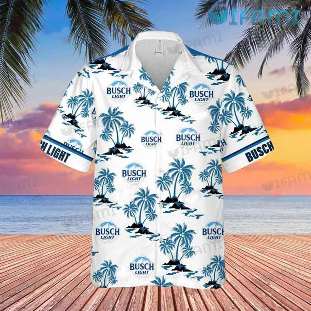 White Busch Light Coconut Summer Hawaiian Shirt Beer Lovers Gift