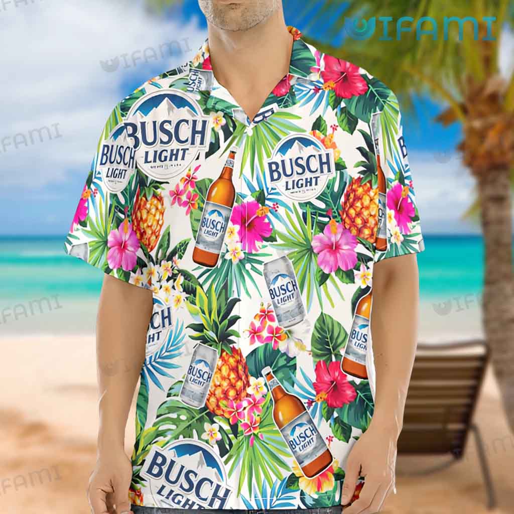 Busch Light Hawaiian Shirt Colorful Tropical Plants Beer Lovers Gift