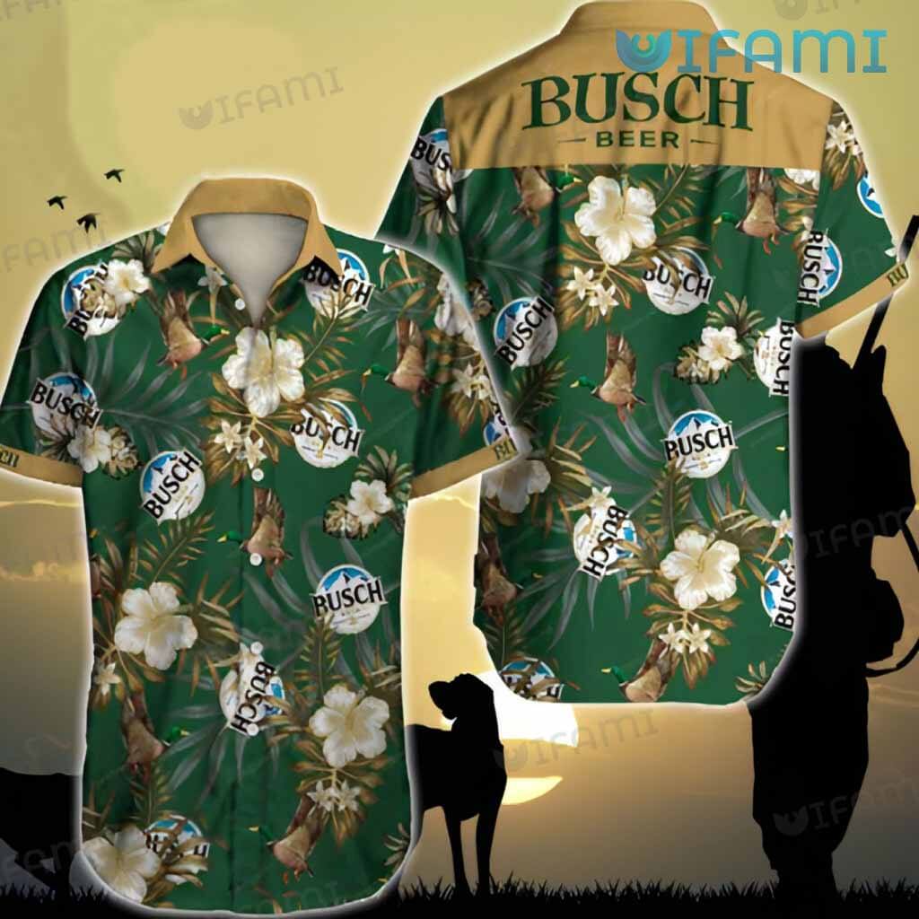 Unique Busch Light Hibiscus Tropical Duck Hawaiian Shirt Beer Lovers Gift