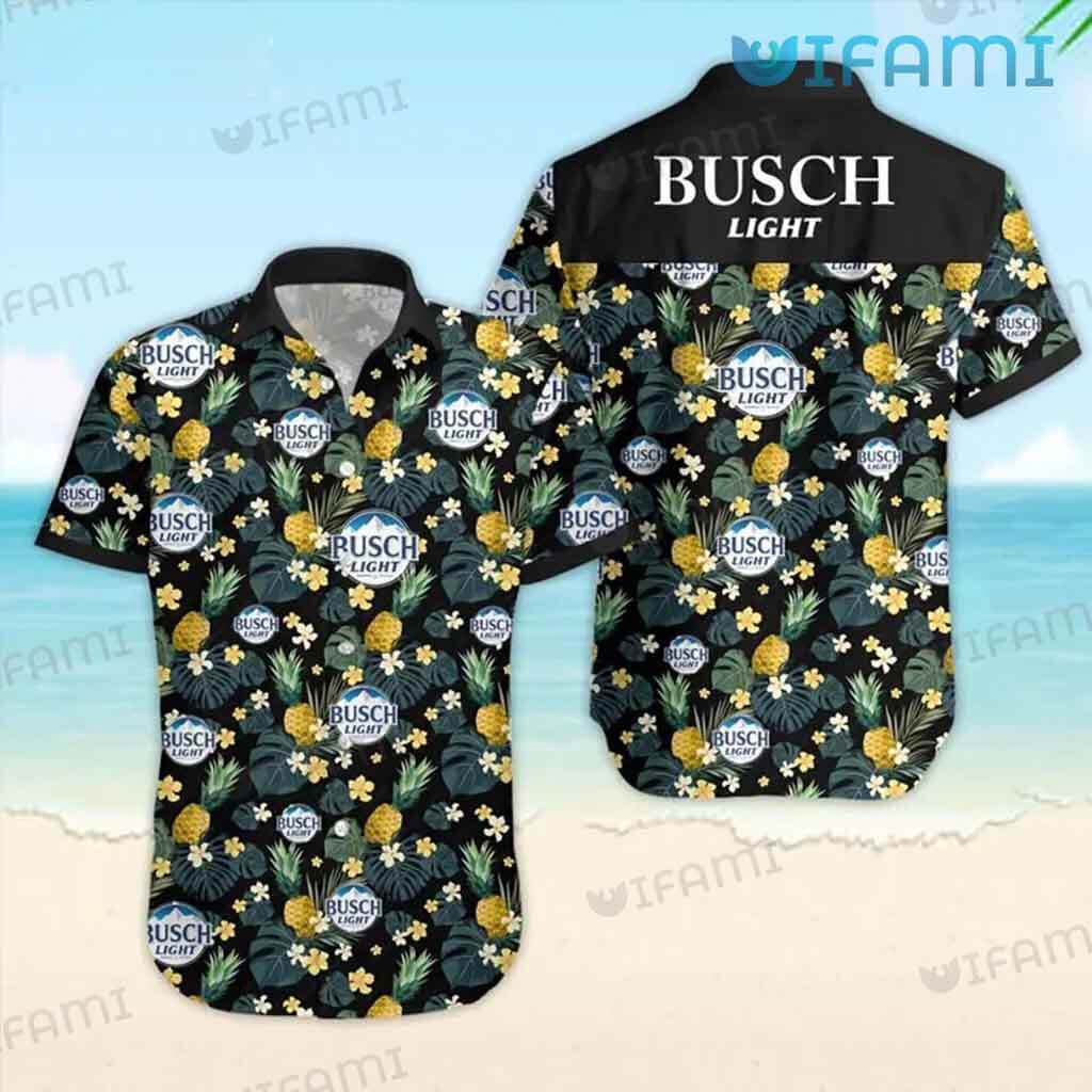 Cool Busch Light Pineapple Flowers Hawaiian Shirt Gift For Beer Lovers