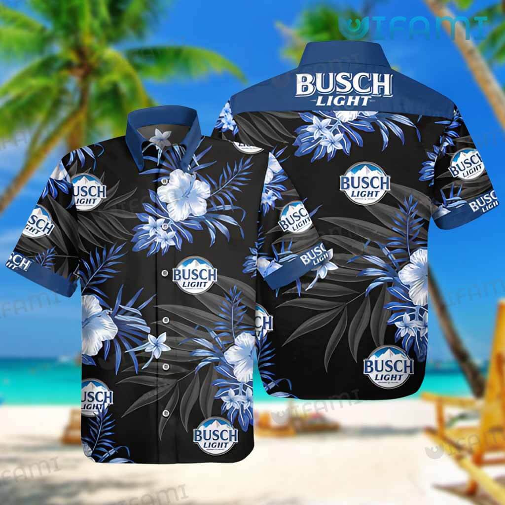 Great Busch Light Purple Hibiscus Flower Hawaiian Shirt Beer Lovers Gift