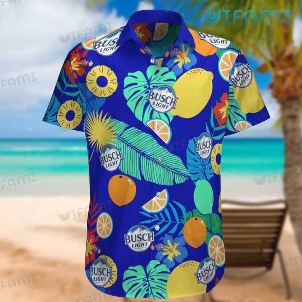 Colorful Busch Light Hawaiian  Tropical Fruits Shirt Gift For Beer Lovers