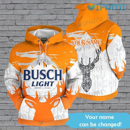 Busch Light Hoodie 3D Deer Hunting Custom Name Beer Lovers Gift