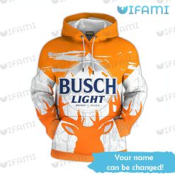 Busch Light Hoodie 3D Deer Hunting Custom Name Beer Lovers Gift Front