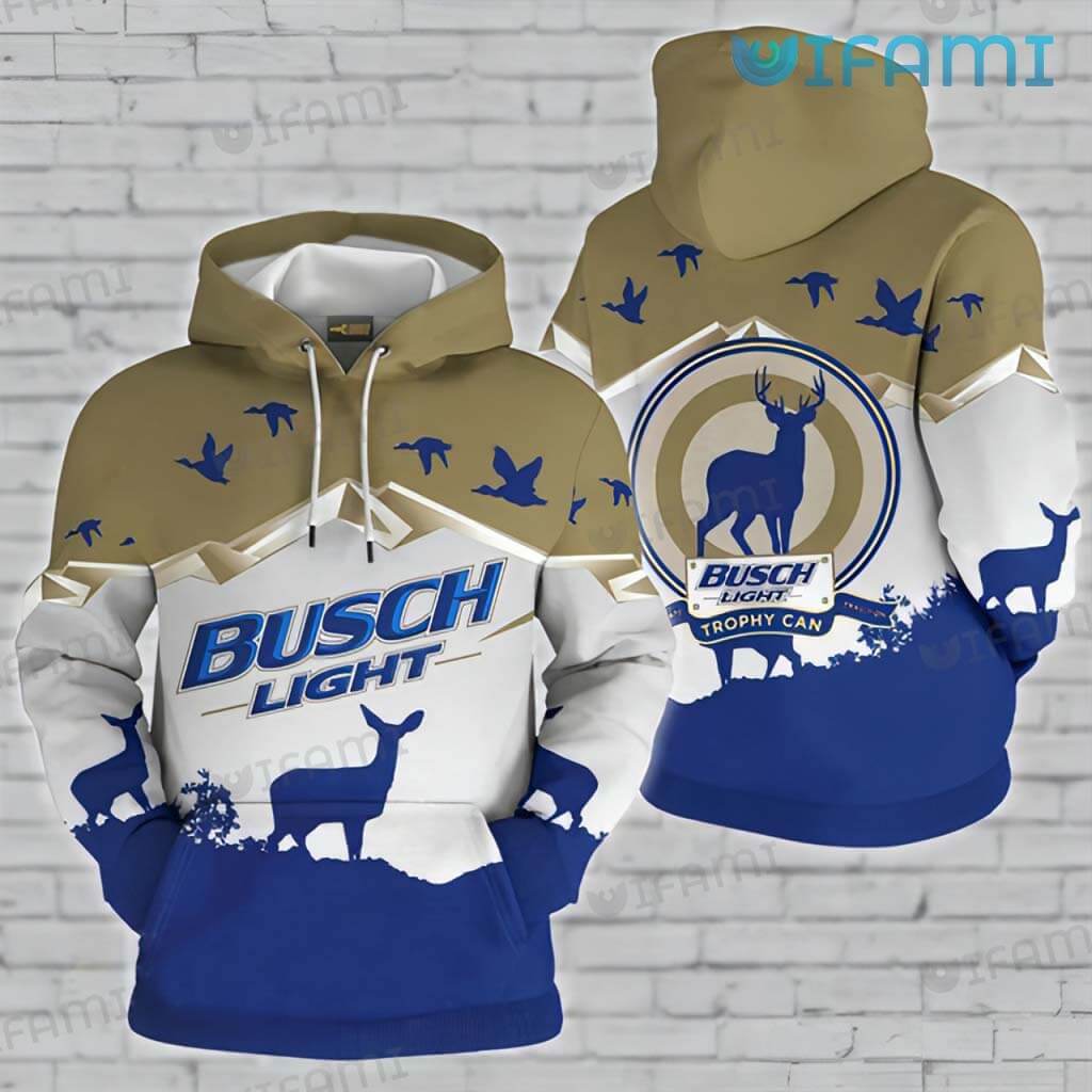 Busch Light Hoodie 3D Trophy Can Deer Hunting Beer Lovers Gift
