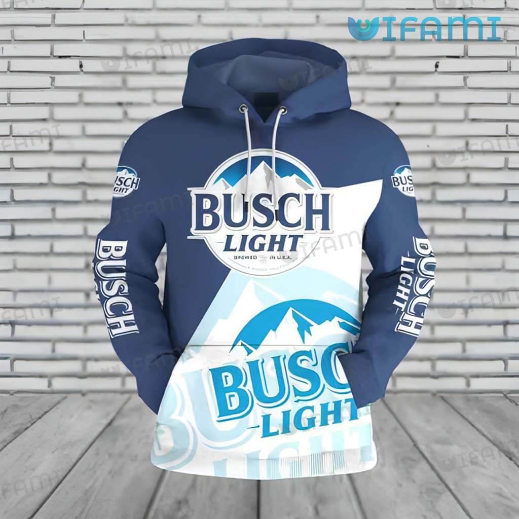 Original Busch Light 3D White And Blue Hoodie Beer Lovers Gift