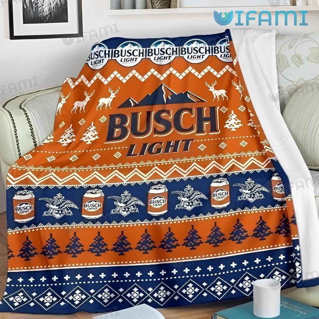 Unique Busch Light Ugly Christmas Blanket Gift For Busch Beer Lovers