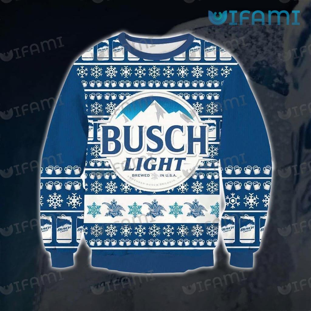 Great Busch Light Ugly Sweater Beer Glasses Pattern Christmas Snowflakes  Gift