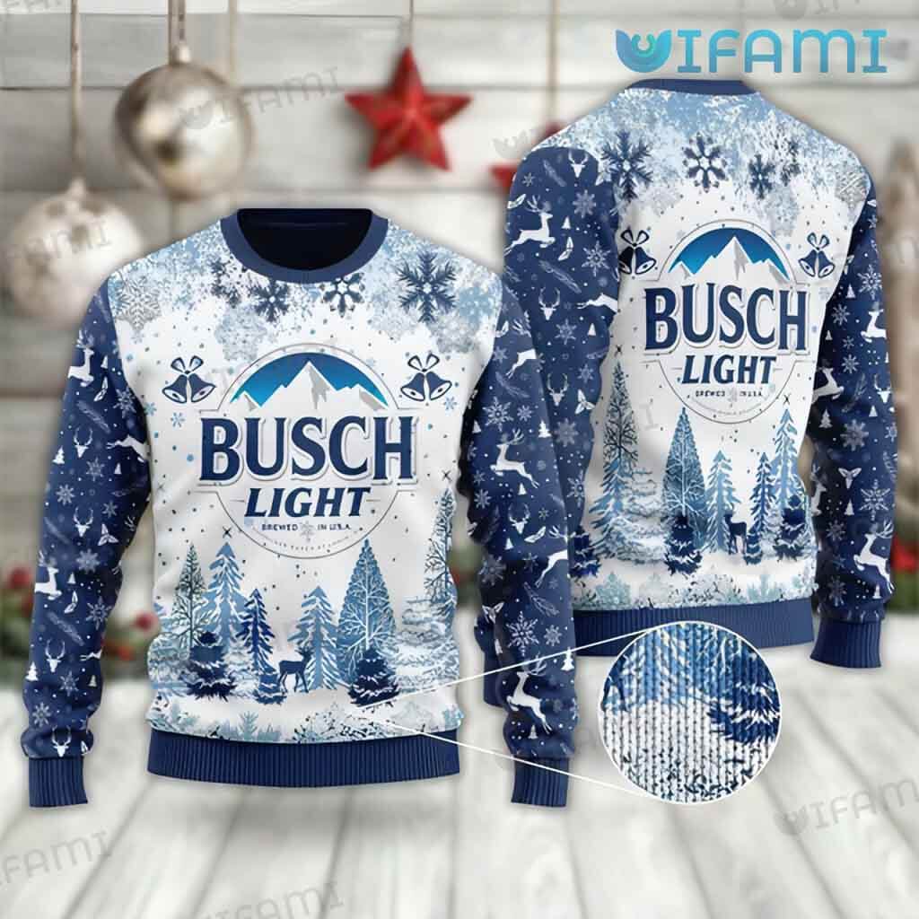 Cool Busch Light Blue Christmas Pattern Ugly Sweater Beer Lovers Gift