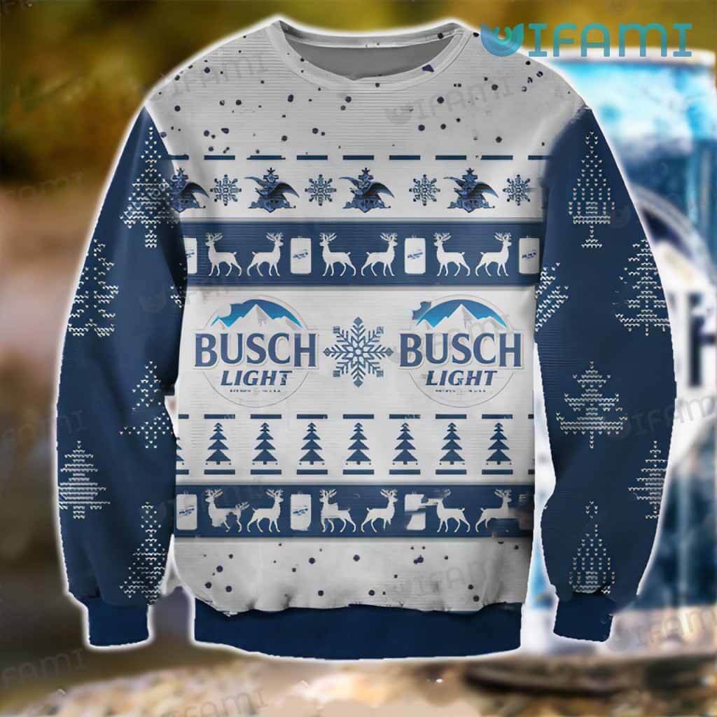 Great Busch Light Ugly Sweater Reindeer Xmas Tree Beer Lovers Gift