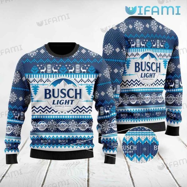 Busch Light Ugly Sweater Reindeer Snowflakes Gift For Beer Lovers