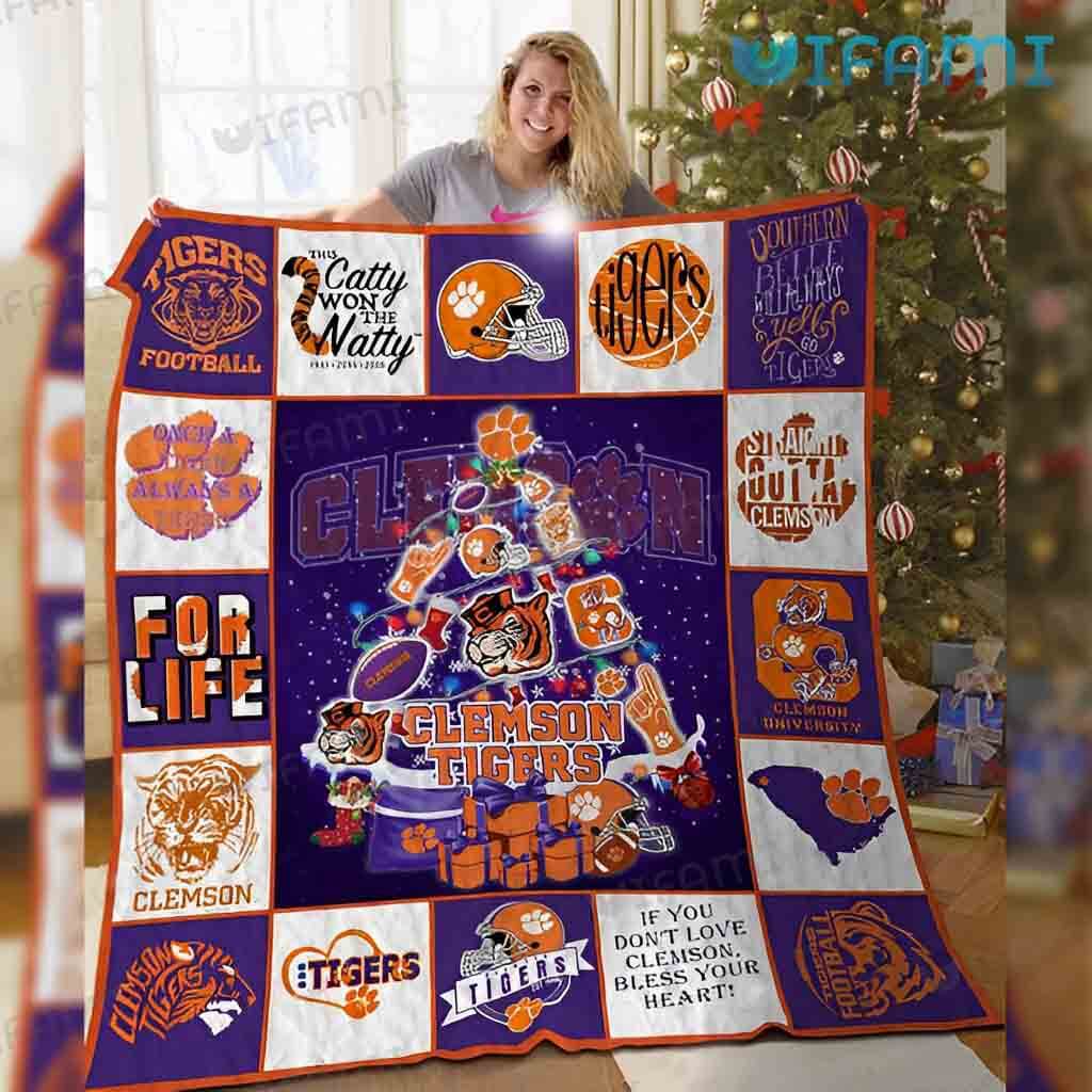 Awesome Clemson Christmas Tree Blanket  Clemson Tigers Gift