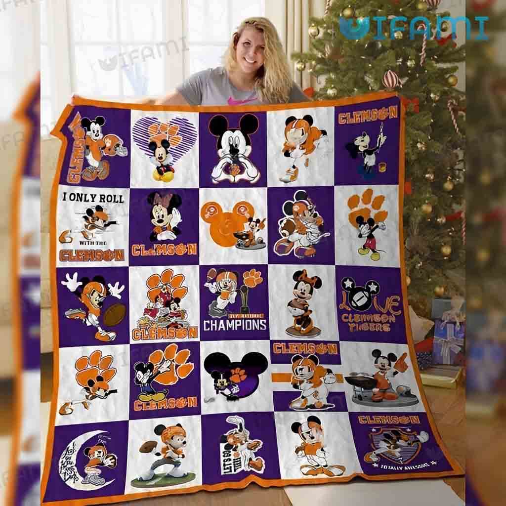 Cute Clemson Mickey Mouse Blanket  Clemson Tigers Gift