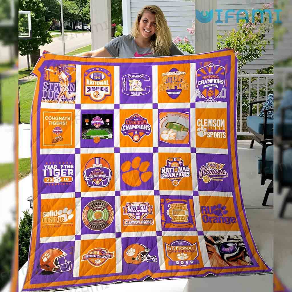 Colorful Clemson National Champion Blanket s Clemson Tigers Gift