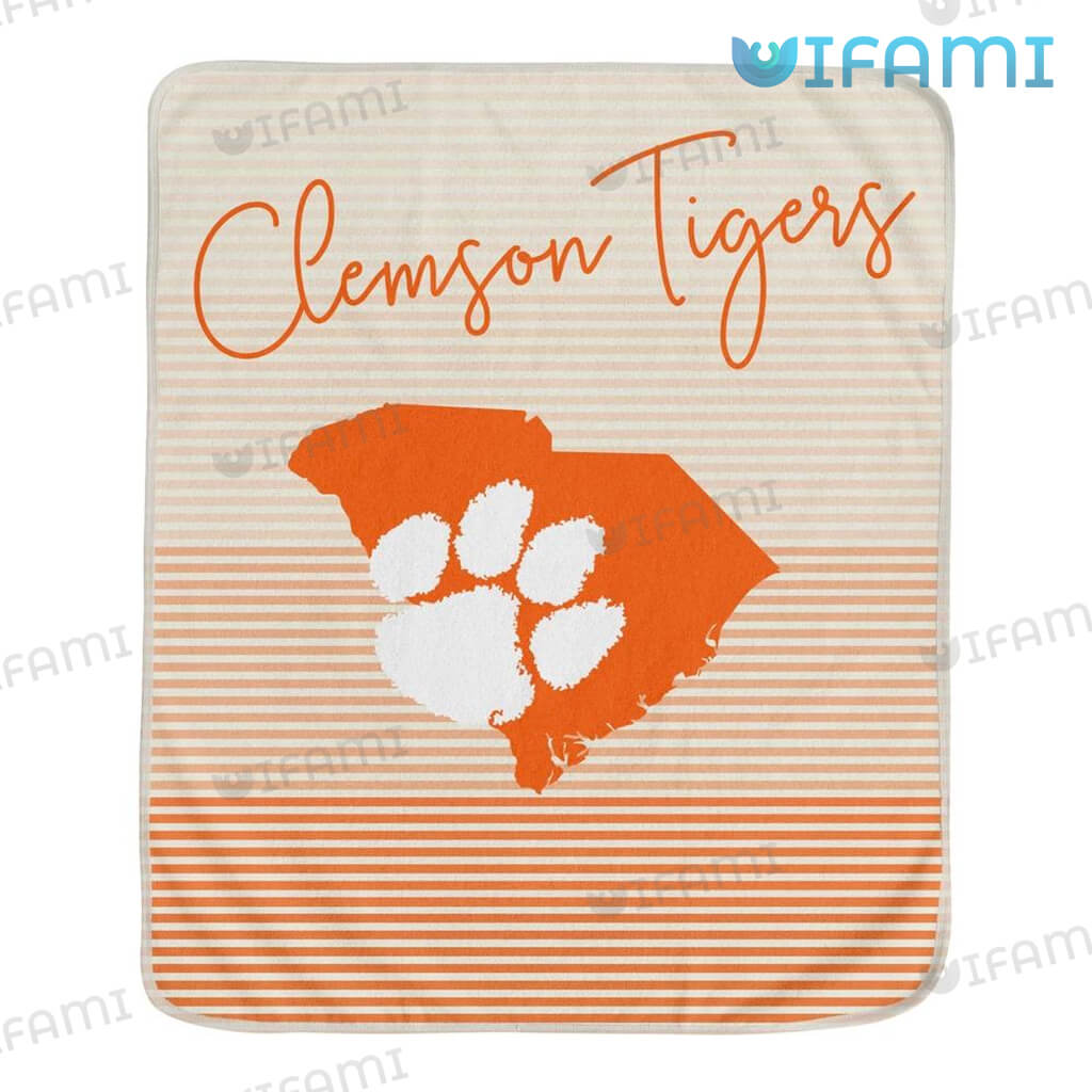 Cute Clemson South Carolina State Stripe Blanket Clemson Tigers Gift
