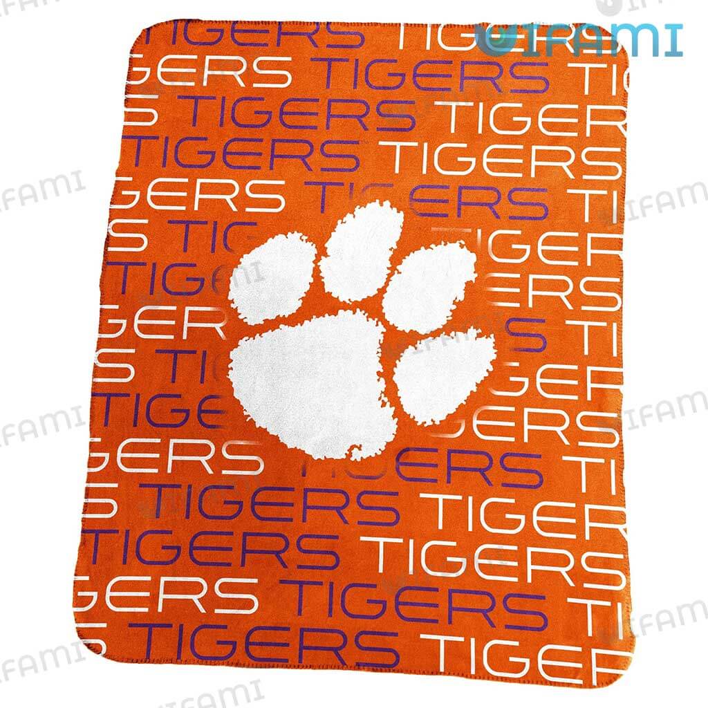 Fynny Clemson Text Patterns Blanket  Clemson Tigers Gift