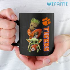 Clemson Coffee Mug Baby Yoda Groot Hug Clemson Tigers Gift 11oz Mug