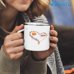 Clemson Coffee Mug Butterfly Flower Heart Clemson Tigers Gift Enamel Camping Mug