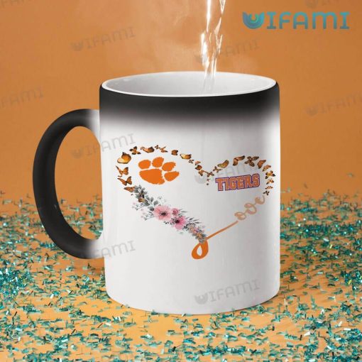 Clemson Coffee Mug Butterfly Flower Heart Clemson Tigers Gift
