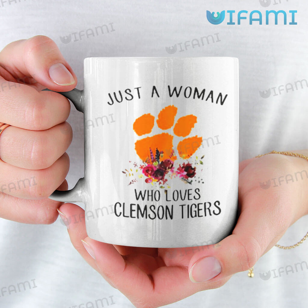Cute Clemson Just A Woman Who Loves Coffee Mug Clemson Tigers Gift