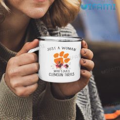 Clemson Coffee Mug Just A Woman Who Loves Clemson Tigers Gift Enamel Camping Mug