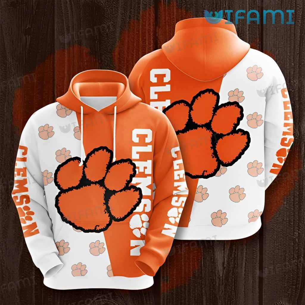 Funny Clemson Hoodie 3D Paw Clemson Tigers Gift