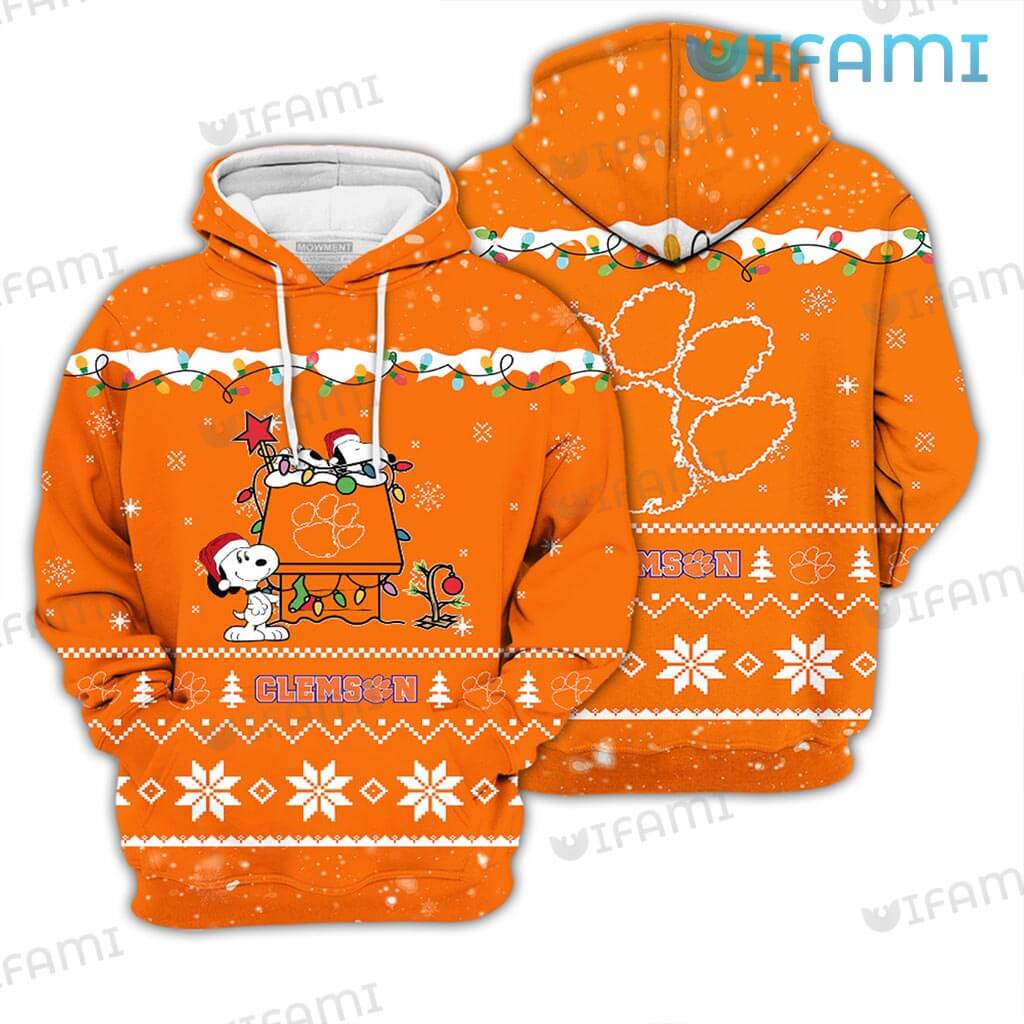 Adoranle Clemson  3D Snoopy Christmas Hoodie Clemson Tigers Gift